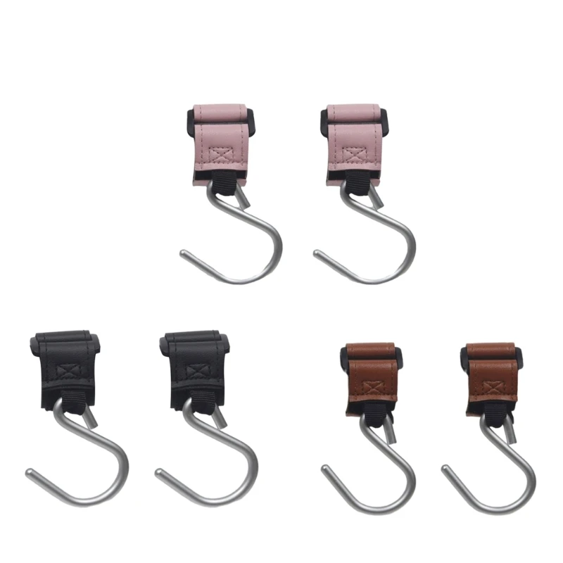 

2pcs Baby Stroller Hook PU & Aluminum Alloy Pram Hook Heavy Duty Stroller Hook