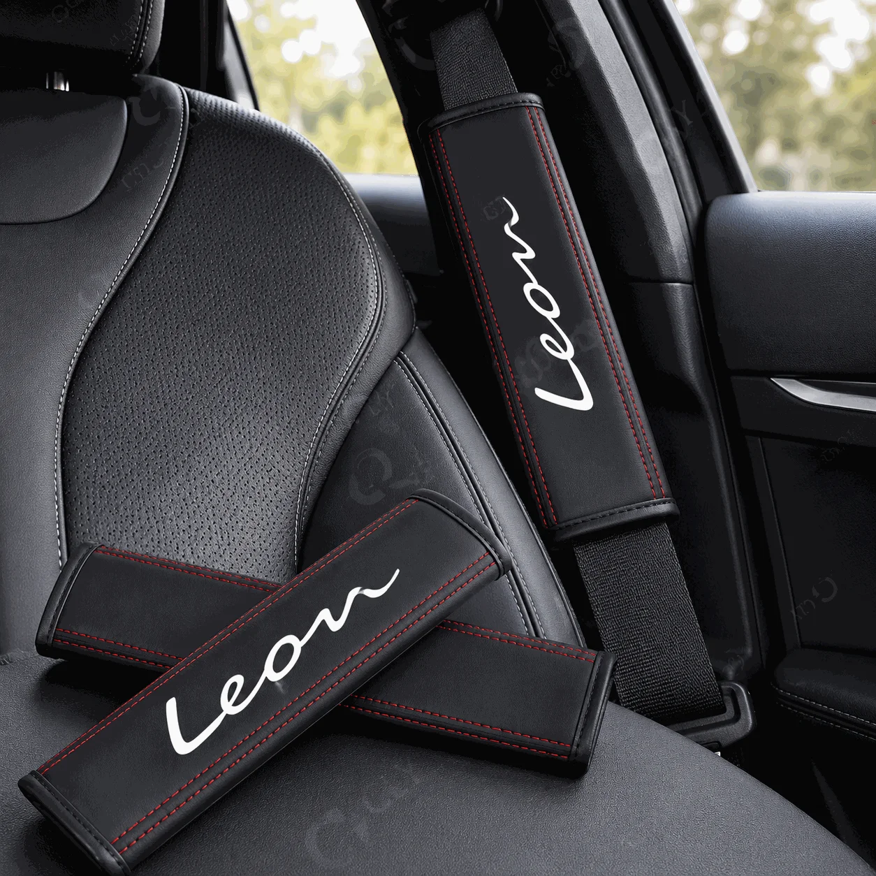 

2Pcs Car Seat Belt Leather Safety Belt Shoulder Covers Interior For Seat Leon Ibiza Ateca Arona Cordoba Toledo Altea Alhambra