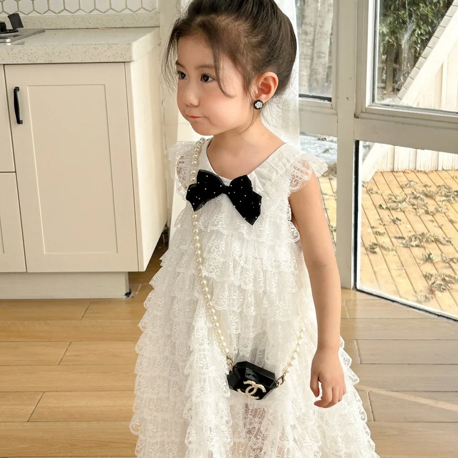 

Korean Clothing, Girl's Lace Collar Spring Children's White Vest Baby Princess Dress, Cake Dress