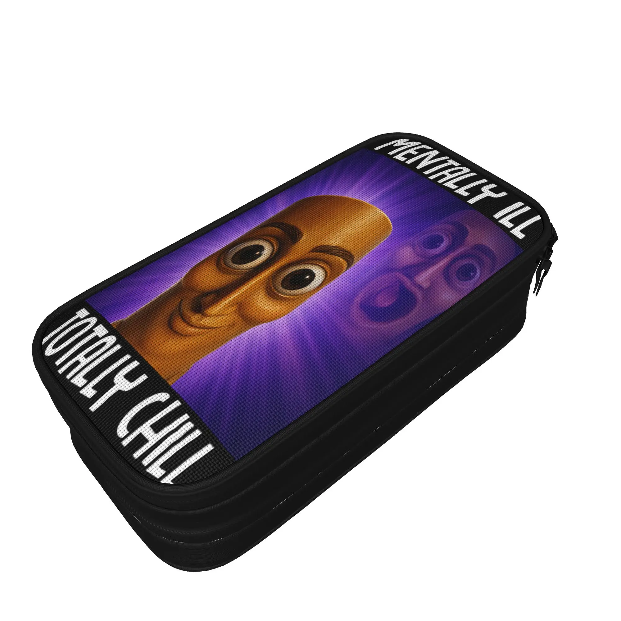 Mentally Ill Totally Chill Funny Tung Tung Sahur Meme Pencil Case College Pencil Box Girls Boys Cool Back To School Pencil Cases