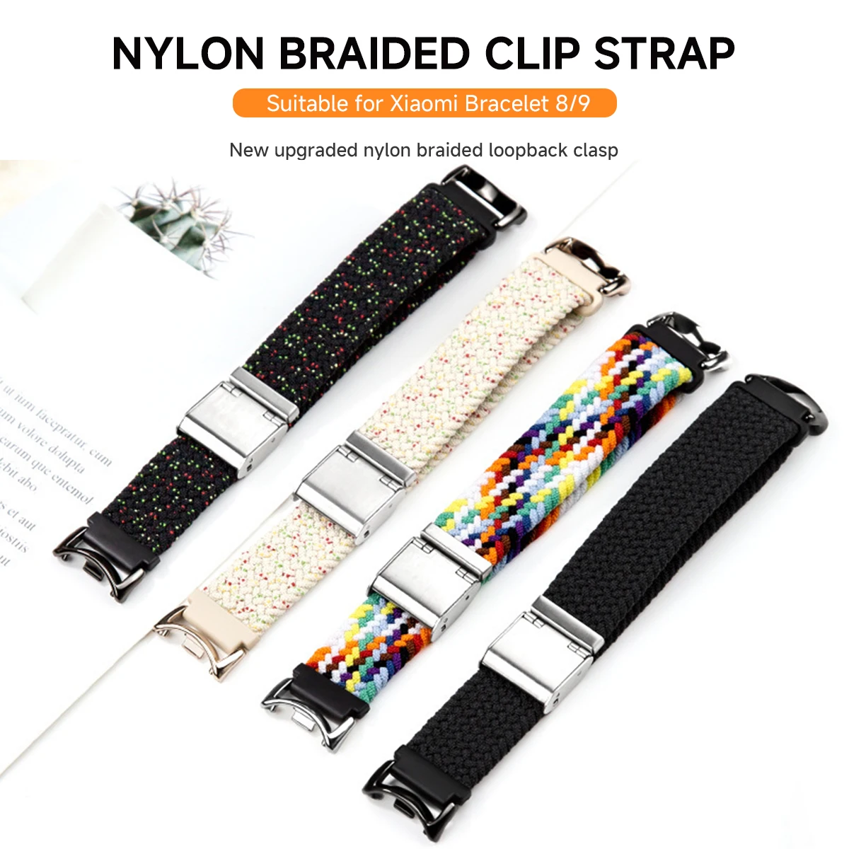 สายรัดไนลอนสําหรับ Xiaomi Smart Band 8 9 เปลี่ยน Bracelect สายนาฬิกาเข็มขัด Xiaomi Band8 หัวเข็มขัดโลหะสายรัดข้อมือ
