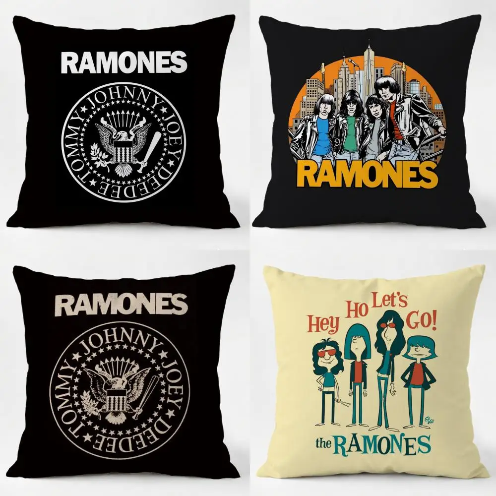 Rock R-Ramones Cushion Cover Daily Washable Linen Pillowcase Soft  for Sofa Bed Home Room Decor