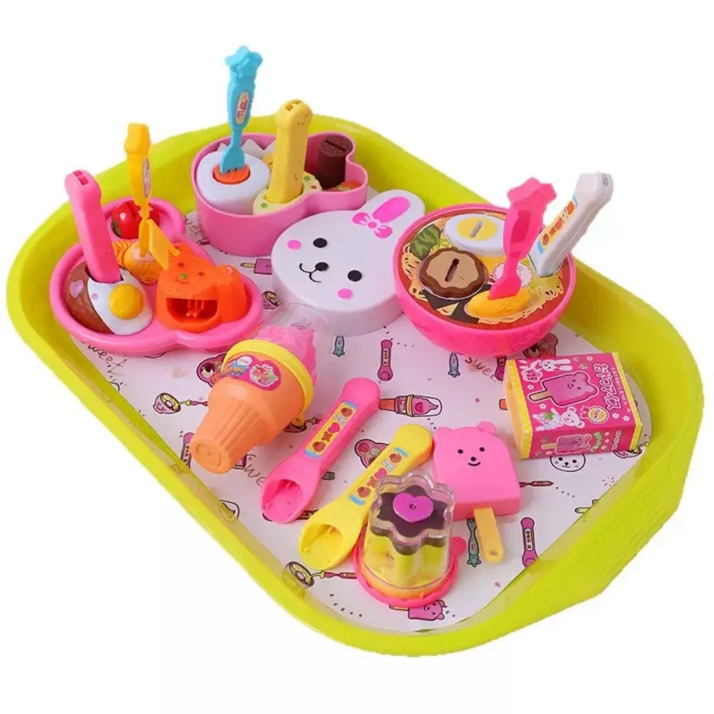 

6pcs/set Little BearShape Pudding Feeding Set Simulation Model Pretend Play Lunch Box Pudding Toy Kawaii Role Play