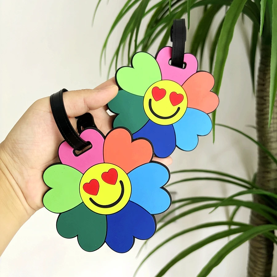 

1pc Sun Smiling Face Luggage Tag Pendant Couple Business Travel Airport Luggage Tag Anti Loss ID Tag Luggage Name Label