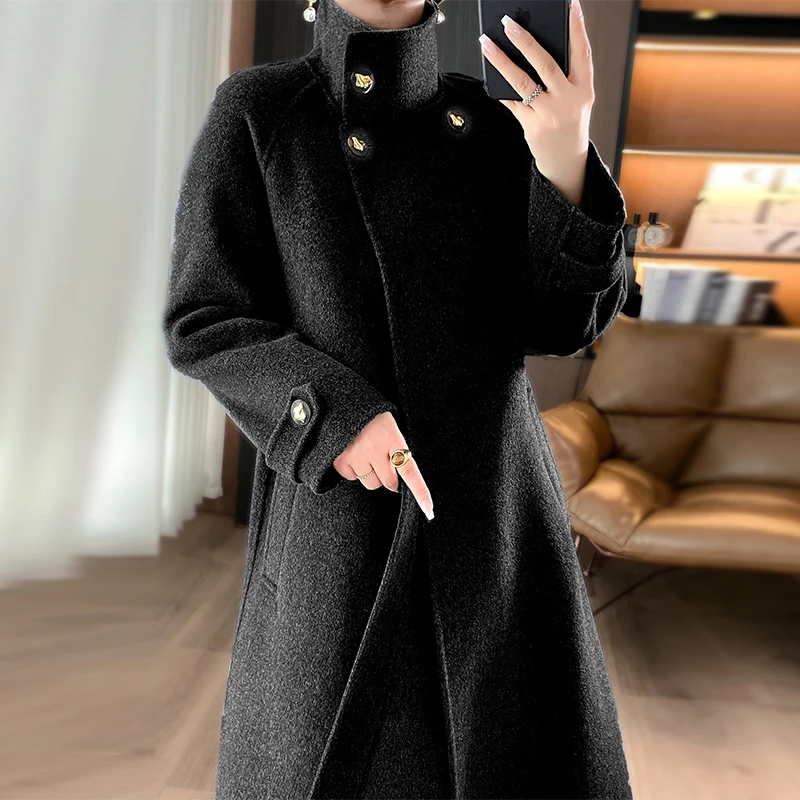 2025 Women's 100% Cashmere Thick Double sided Long Jacket Classic Multi functional Fashion Suitable for Business