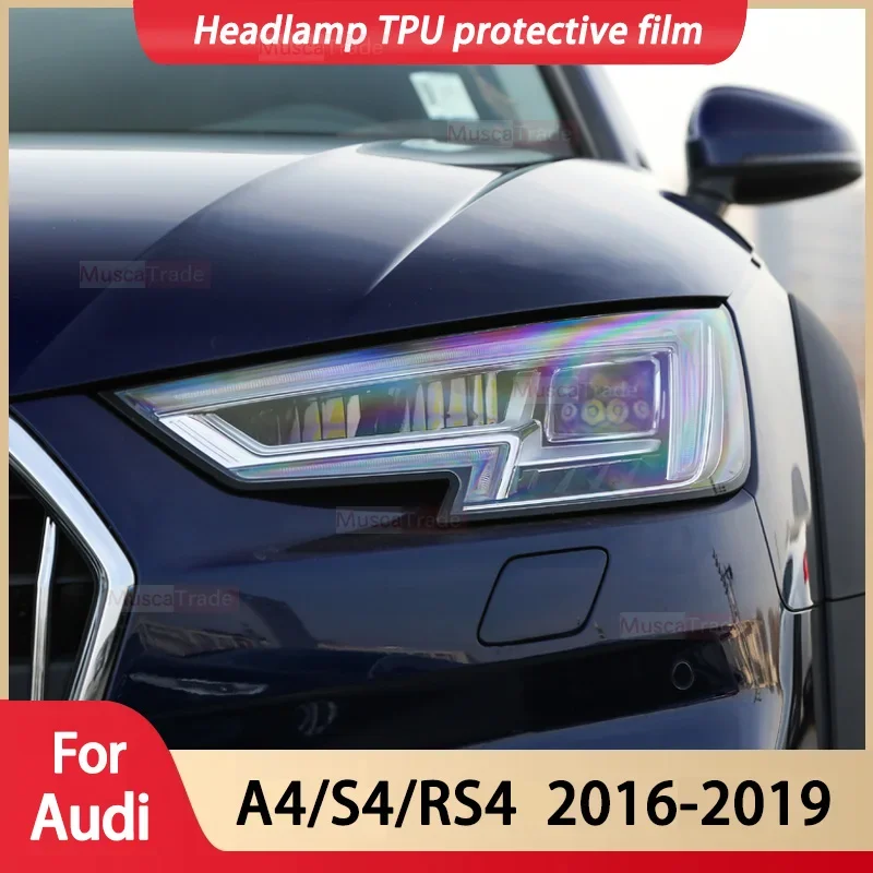 

For AUDI A4/S4/RS4 2016-2019 Car Exterior Headlight Anti-scratch Front Lamp Transparent TPU Protective Film Accessories Sticker