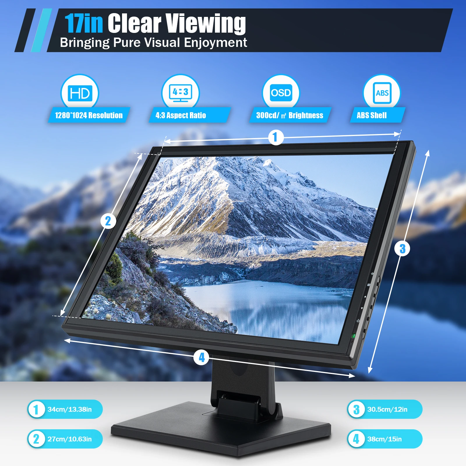 شاشة LCD تعمل باللمس مقاس 17 بوصة، شاشة USB VOD POS للبيع بالتجزئة تعمل باللمس مع مكبر صوت وHDMI، 300 Cd/M2 1280x1024 عالي الدقة