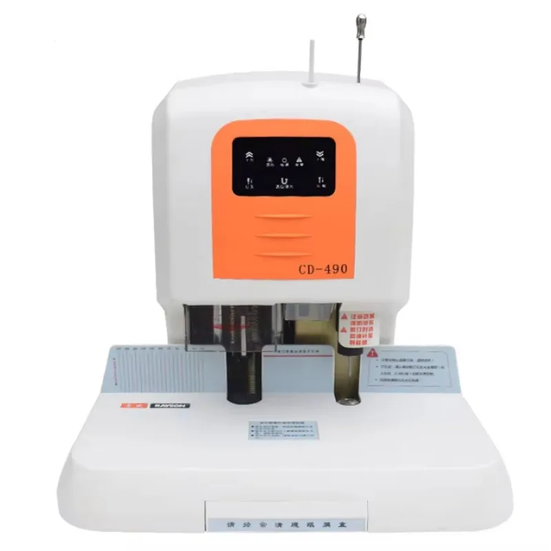 

CD-490) Desktop Semi-auto Positioning Electric Punching Hot Melt Rivet Tube Financial Binding Machine