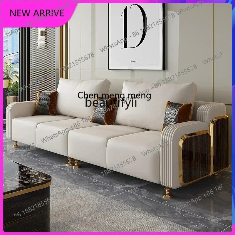 C4567 Modern Luxury Leather with Wooden Sofa Set, Fashion 2/3/4 Seater Sofa, Leather Couch for Living Room Accept Customzied Col