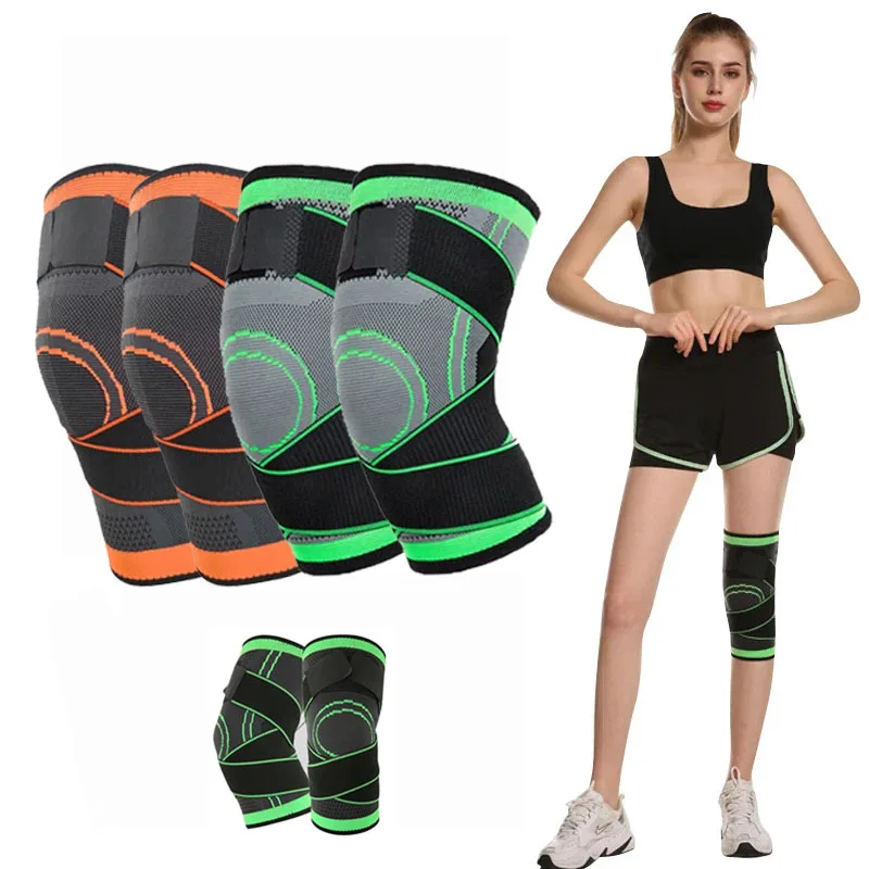 2PCS Knee Pads Sports Men Pressurized Elastic Knee Pads Support Fitness Gear Basketball Volleyball Brace Arthritis Protector