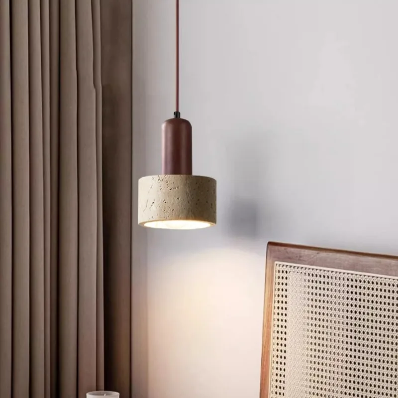 

Hotel homestay yellow cave stone pendant light restaurant bedroom bedside atmosphere light hanging line lighting fixture walnut