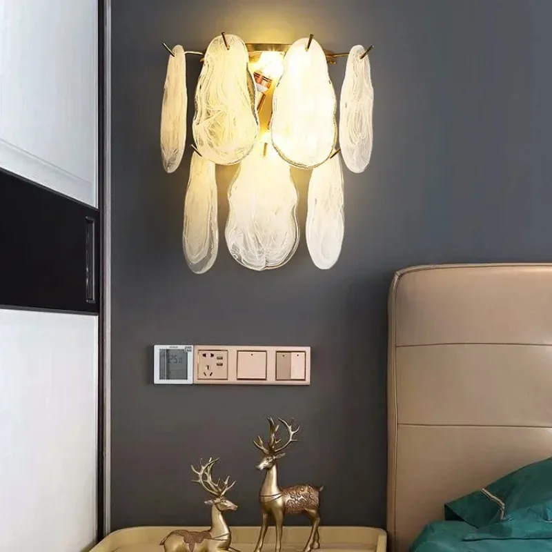 French cream windshield wall lamp bedroom bedside lamp Nordic simple background wall decorative lamp