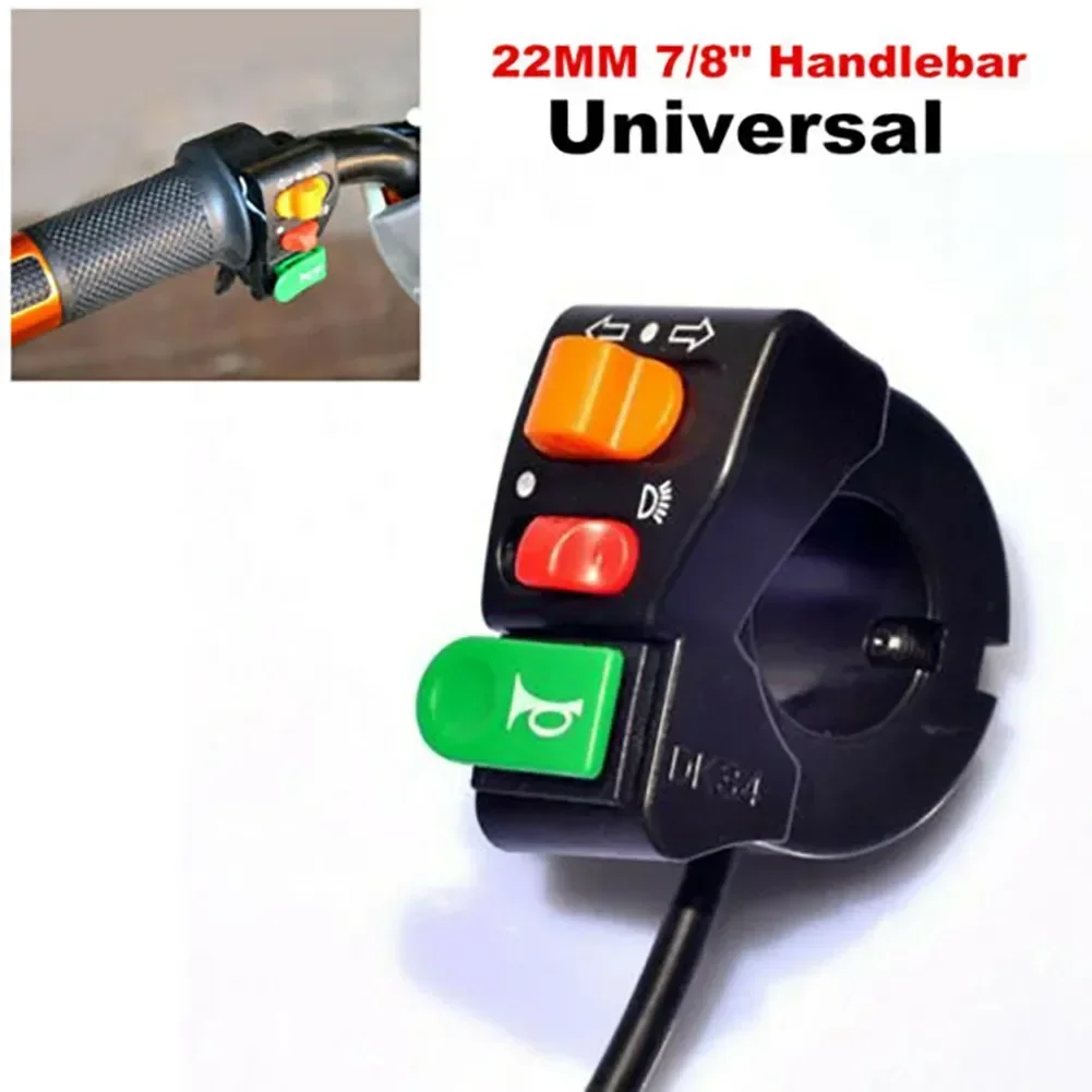 

3-in-1 Motorcycle/Scooter Handlebar Switch: ON-OFF for Headlights, Signals, Horn, Universal 7/8'' (22mm)