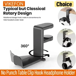 VIKEFON No Punch Table Clip Hook Headphone Holder 360 Degree Rotating Headphone Holder Miscellaneous Storage Hangin Organizer