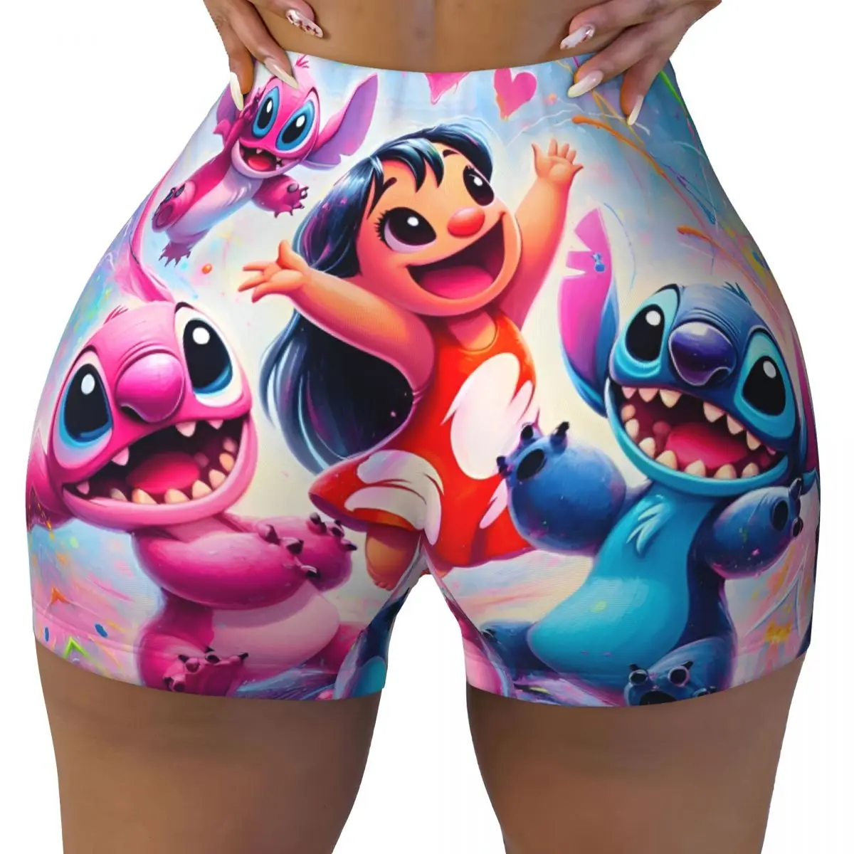 Woman Fitness Yoga Short Lilo & Stitch Honey Peach Hip Shorts Cute Cartoon Koala Sports Pants Tights