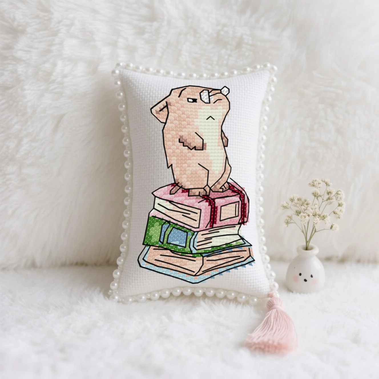 News Handmade Cross Stitch Pin Cushion, Craft Gift, Cross Stitch Kit, Embroidery Kit, Easy To Follow - Dr. Hamster