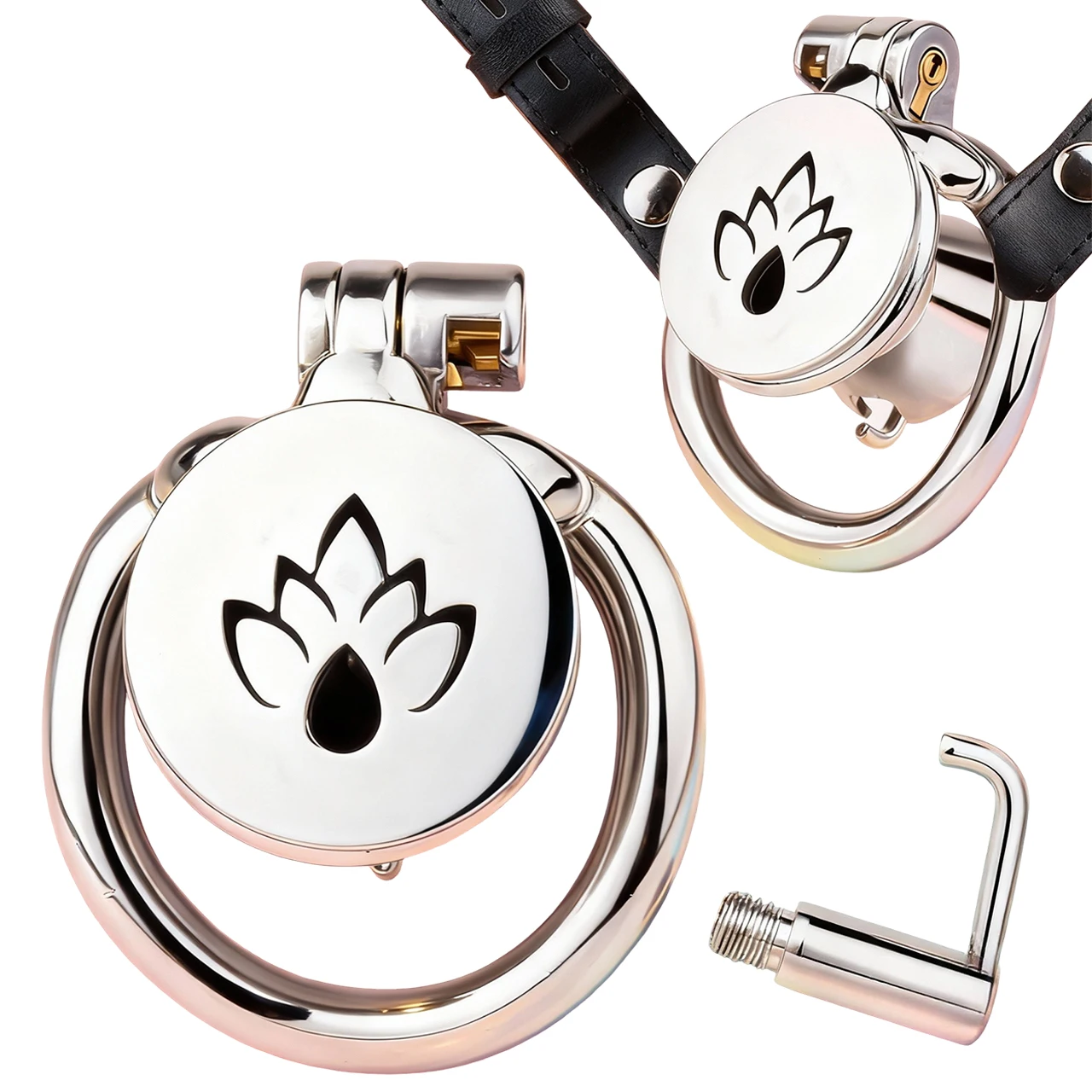 FRRK Wearable Polished Stainless Steel Flat Male Chastity Cage Penis Piercing Device BDSM Roleplay Adult Erotic Play Product 18+