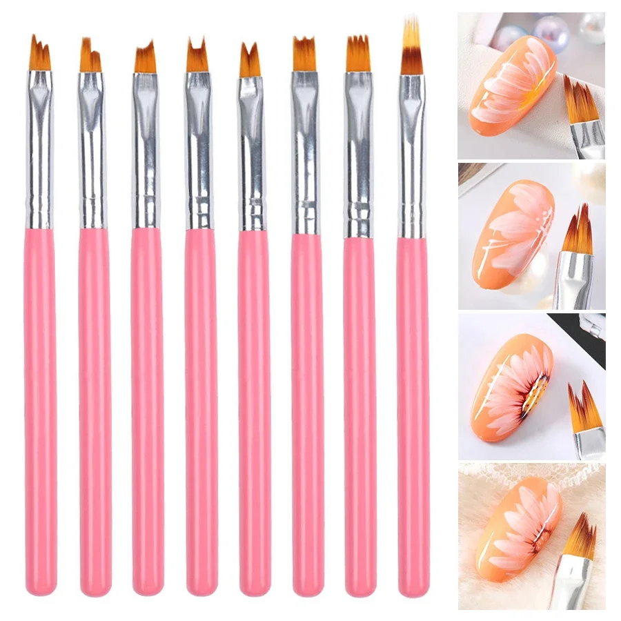 

8Pcs Nail Art Brush Set for Nail Drawing Painting Flower Petal Design Tool Kit Professional Nail Tips Creation