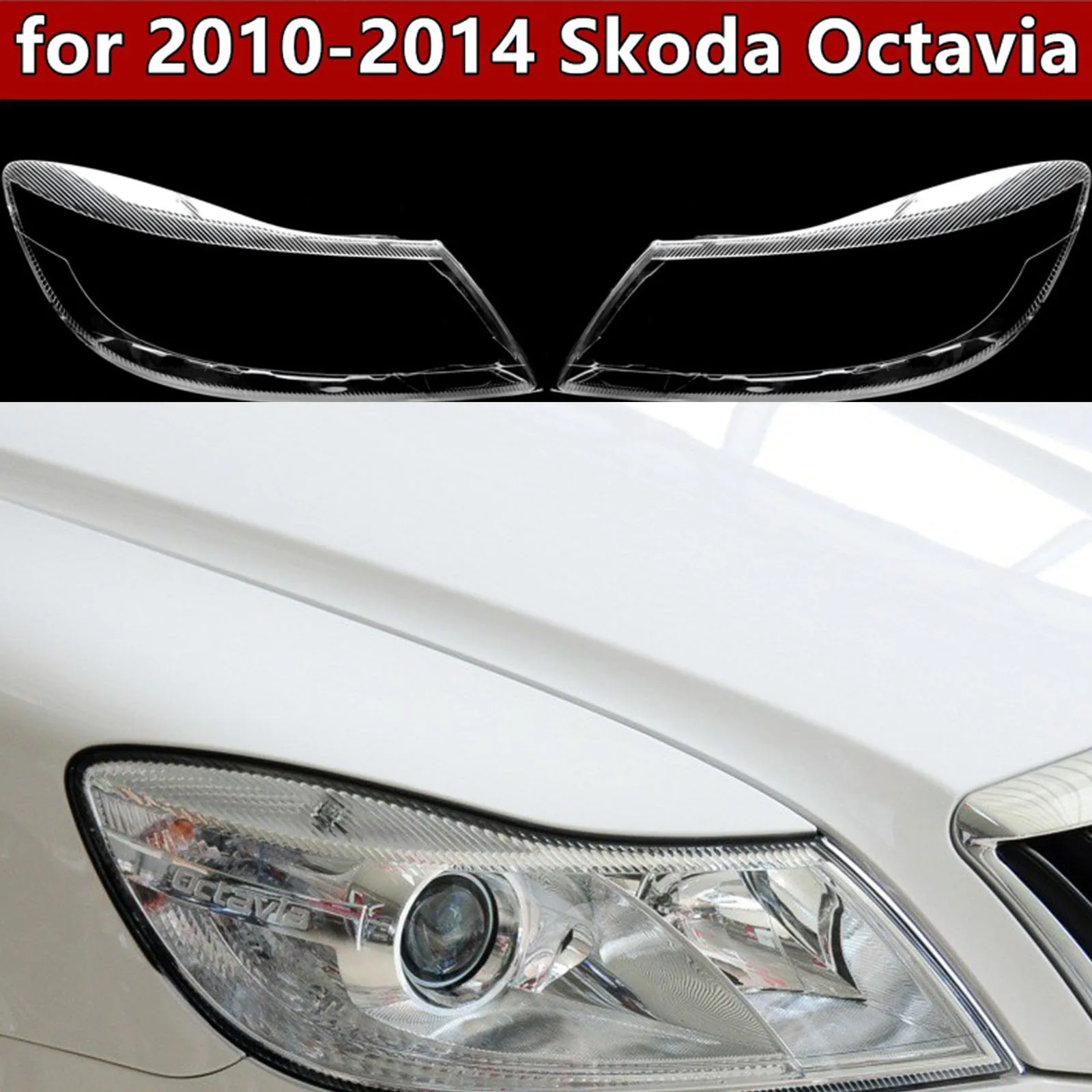 

Headlight Cover Lampshade HeadLamp Clear Lens Cover Bright Shell Cover for Skoda Octavia MK2 1Z Faelift 2010 2011 2012 2013 2014