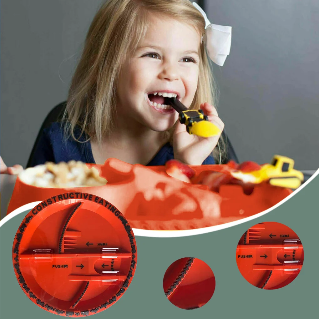 Kids Dish Children Dishwasher Safe Dining Plate Feeding Eating Utensil
