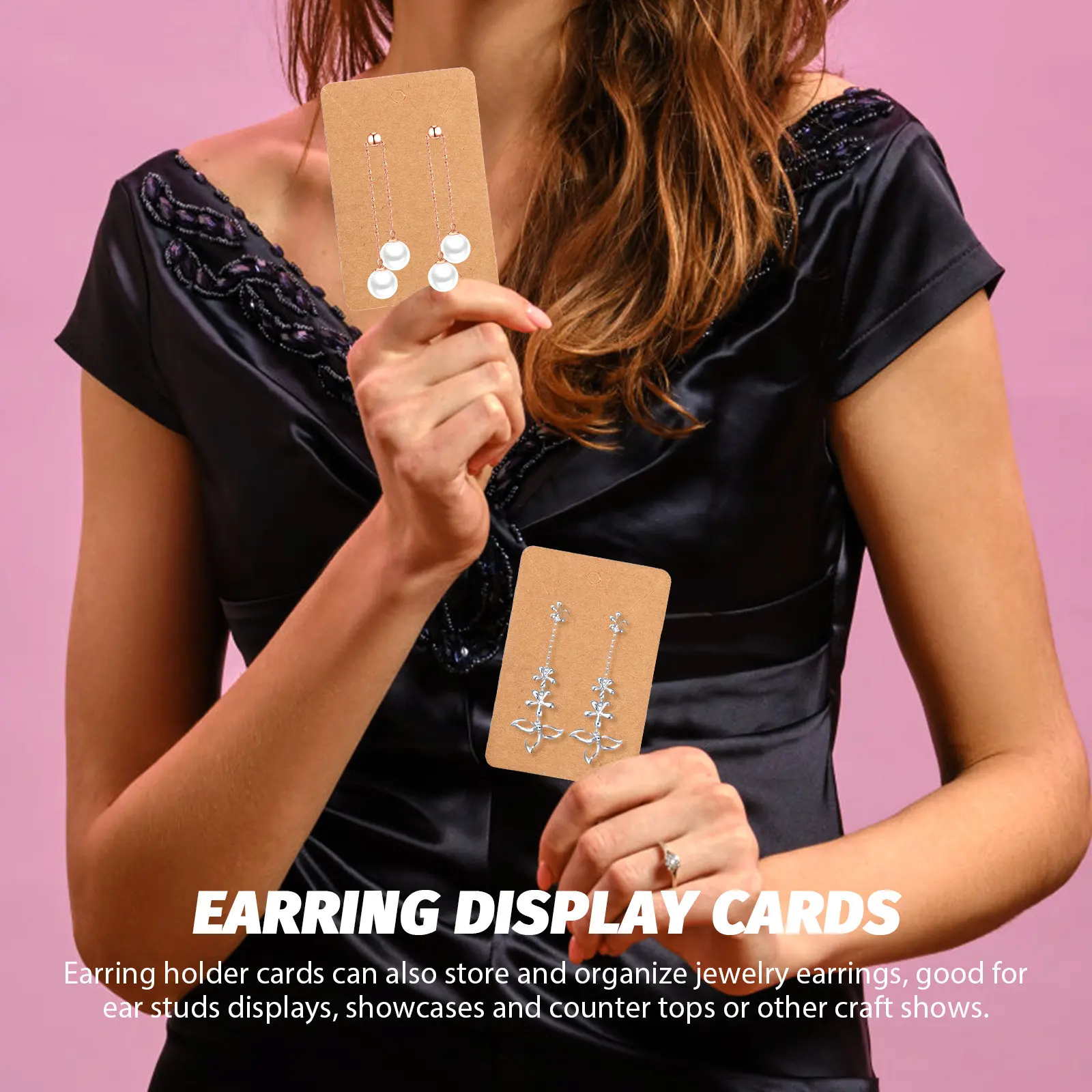 

1Set Kraft Paper Earring Cards Vintage Style Jewelry Display Holder Cards Ideal for Earrings Studs Storage and Jewelry