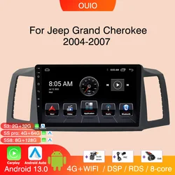 8GB+128GB Android 13 radio For Jeep Grand Cherokee 2004-2007Car stereo Multimedia Player Carplay Auto GPS Navigation 2DIN NO DVD