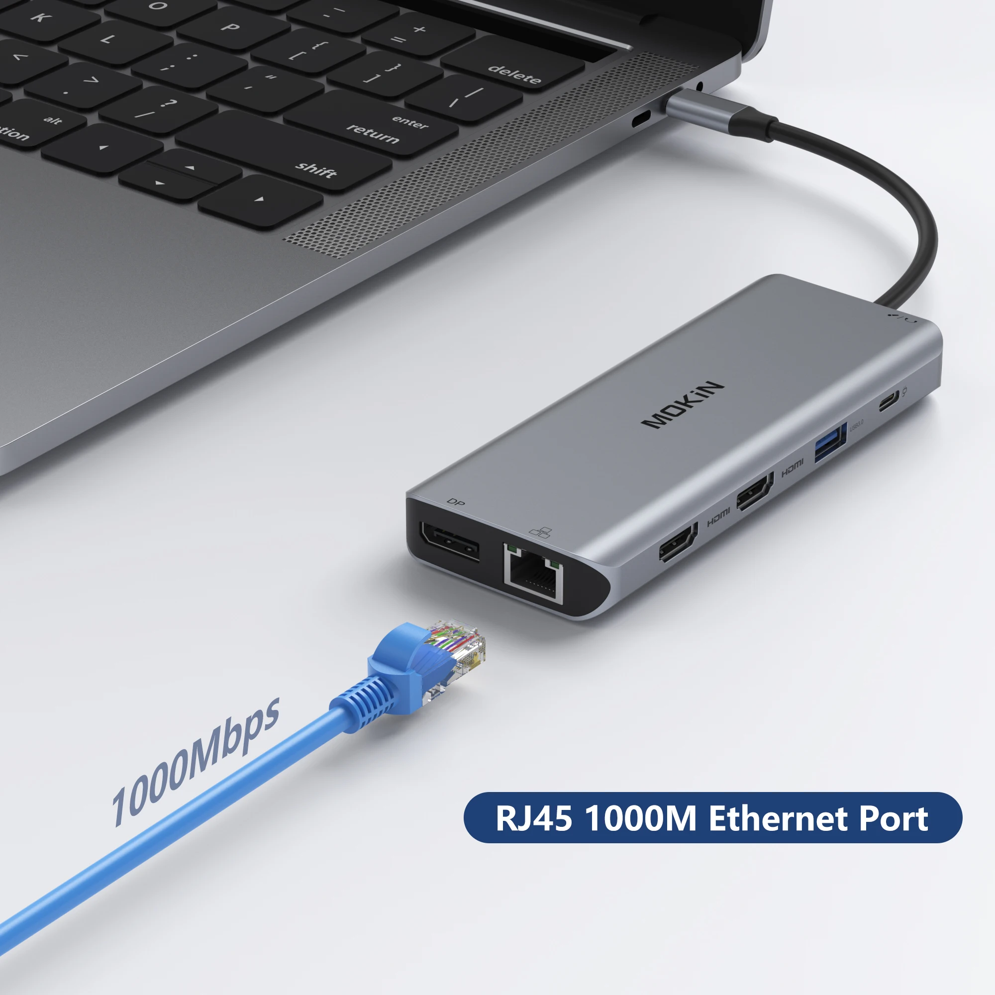 Imagem -04 - Estação de Acoplamento Mokin 13 em para Macbook Air Pro Ipad Laptop Thunderbolt Hdmi 4k30hz dp 4k60hz pd 100w Rj45 1gbps Áudio