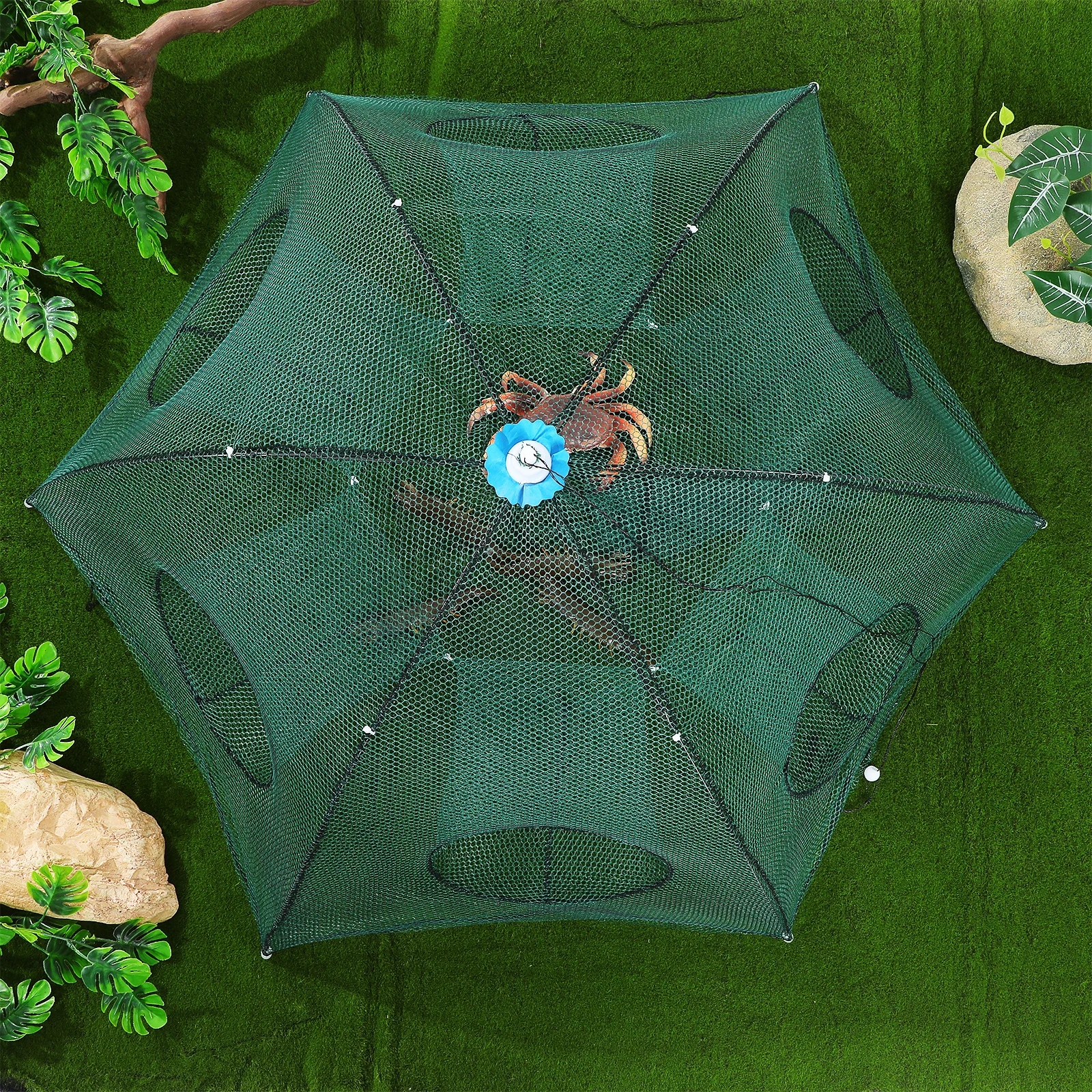 

Автоматическая складная сетка для клеток, маленькая зеленая сетка для креветок, рыбы, омаров, крабов, раков, портативная телескопическая сетка-ловушка для рыбалки °