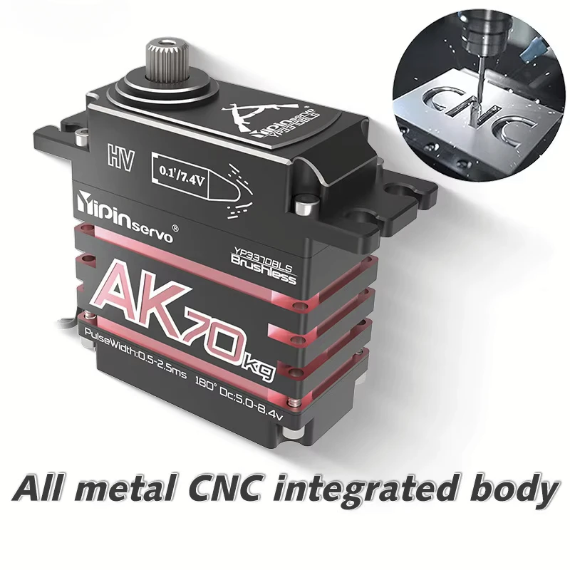 Servo digital de metal completo, 70kg, ak70, alto torque, 7.4v, motor sem escova, ip68, 180 graus, codificação magnética, servo para carro, aeronave, robô