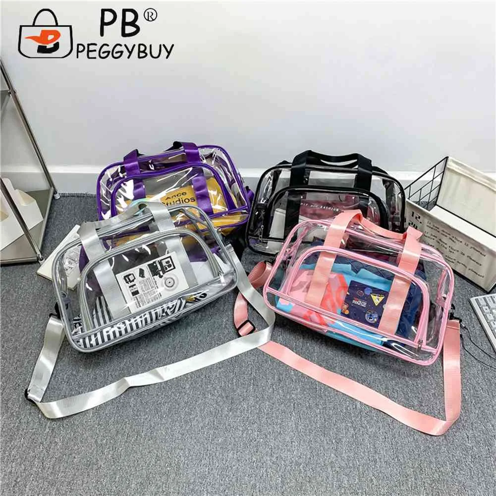 PVC Transparent Fitness Training Bag Large Capacity Hand Luggage Bag Lightweight Waterproof Clear Tote Bag Handbags for Camping