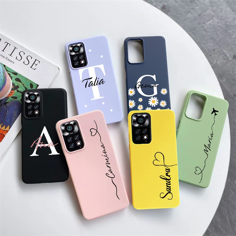 Custom Capital Letters Name Case for Xiaomi Redmi Note 11 Pro Global Case Silicone Cover for Xiaomi Redmi Note 11 11S Note11 S