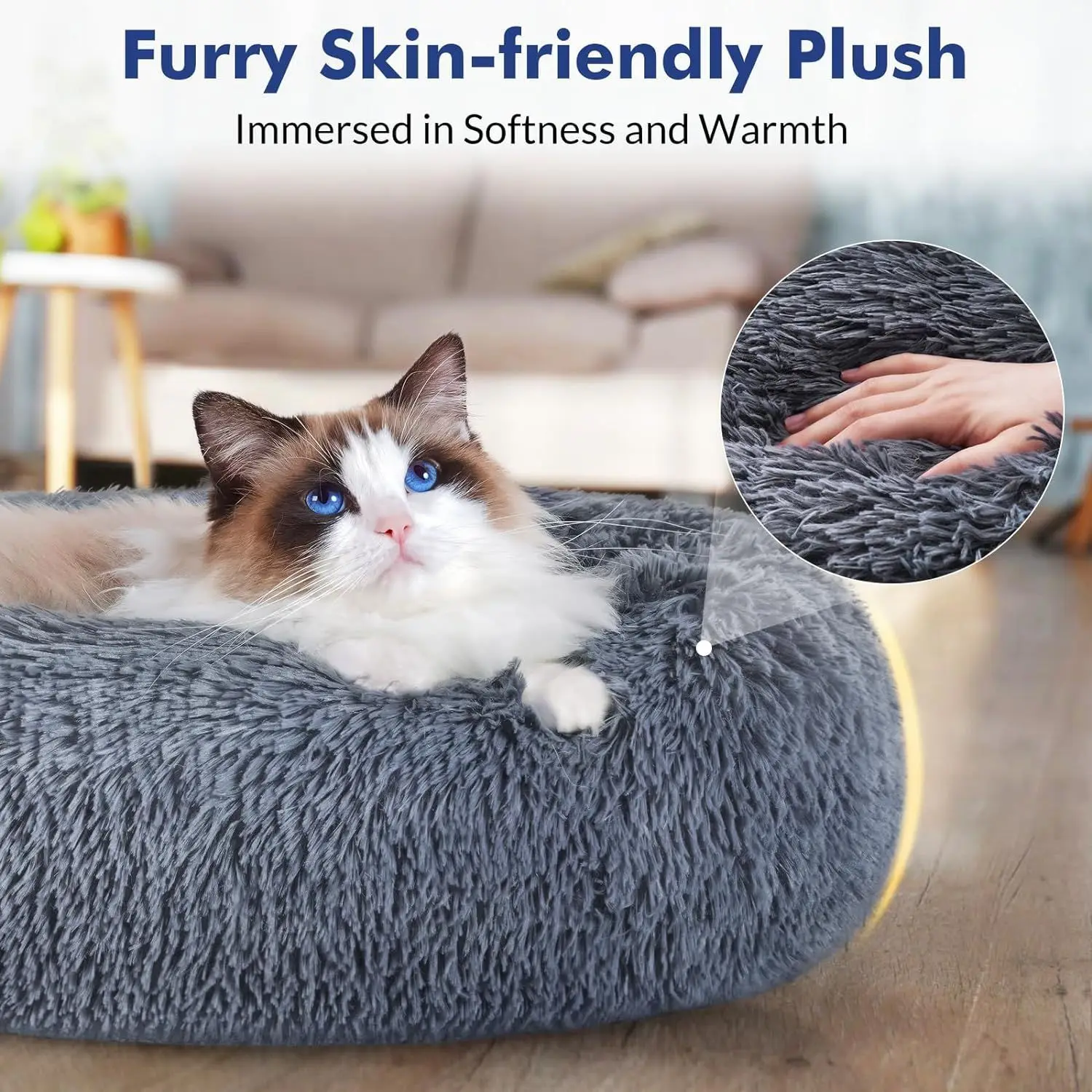 Cat Bed Long Plush Warm Sleeping Cat Nest Winter Pet Supplies for Sleeping Anti-slip Soft Plush Pet Bed for Cats Small Dogs