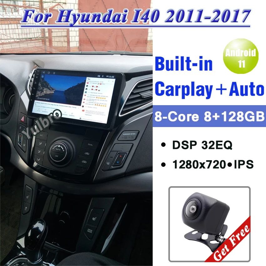 For Hyundai I40 2011-2017 Android Auto Car Radio Carplay Multimedia Gps Navigation Headunit Stereo Player Recorder Touch Screen