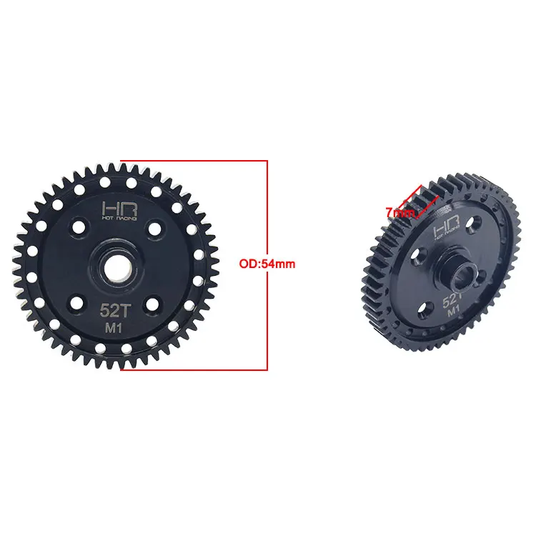 Hot Racing SSLG52M1 1.0 Mod 52T Steel Spur Gear for Traxxas Sledge - Hardened Steel, Black Oxide