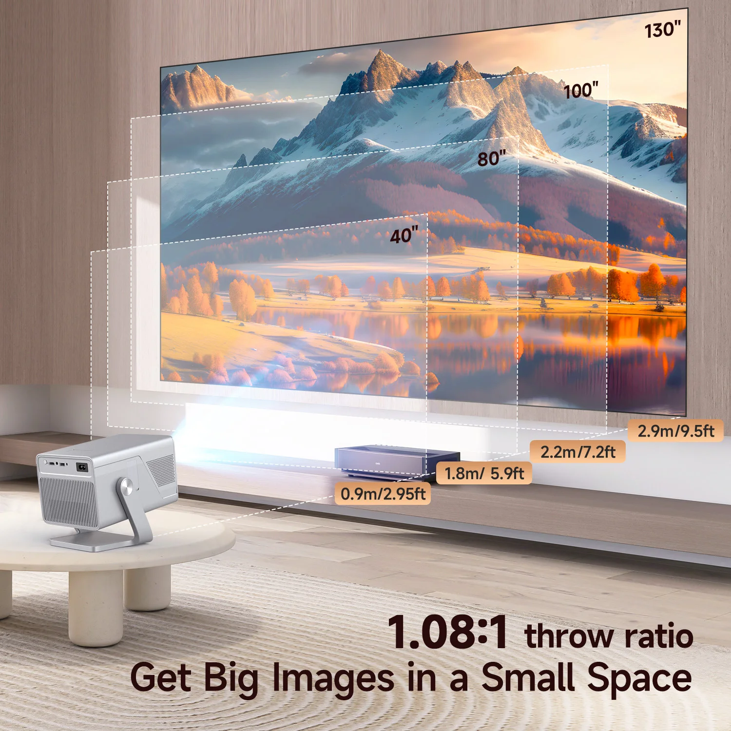 Magcubic X7 1000 ANSI 8K Smart-Projektor, 1080P mit integrierten Apps, Autofokus Heim- und Outdoor-Beamer mit Android 14 OS – Detail 6