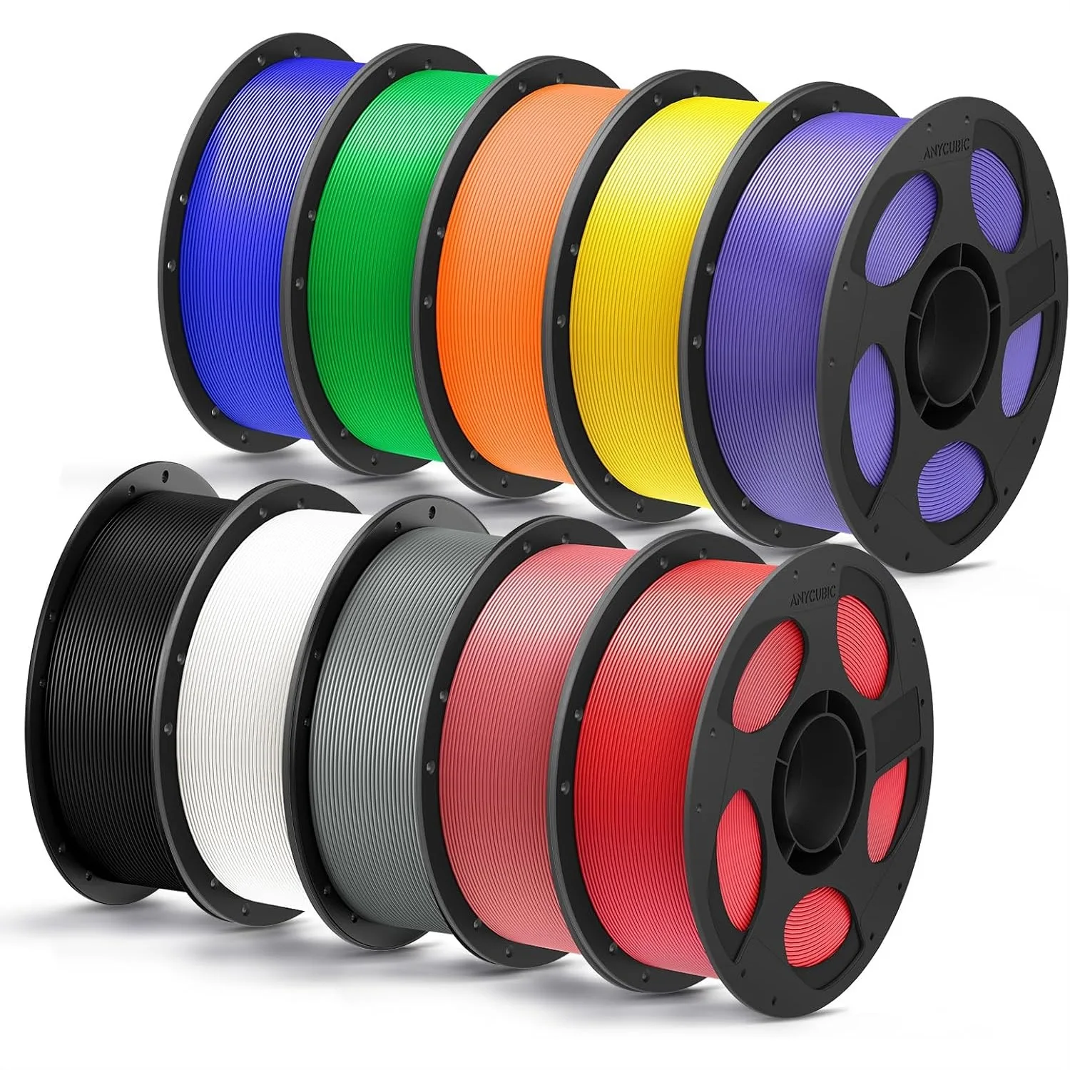 

PLA Plus 3D Printer Filament 1.75mm Bundle, High Toughness, 10KG Spools (10 Colors), No Clogging