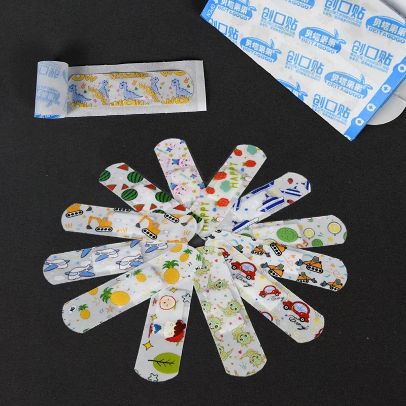 120pcs/lot Baby Cute Cartoon Bandages Self-adhesive Curitas Kids Band Aid First-aid Kit Plaster Wound Strip Patches for Children