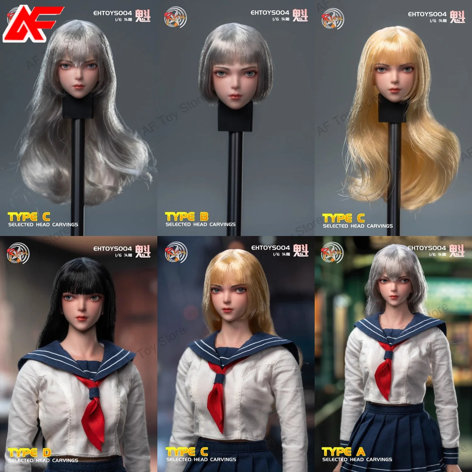 

EHTOYS004 1/6 Scale Kui PVC Girl Head Sculpt Model With Movable Eyes For 12 inches TBL JO ANT PH Female Action Figure Body Dolls