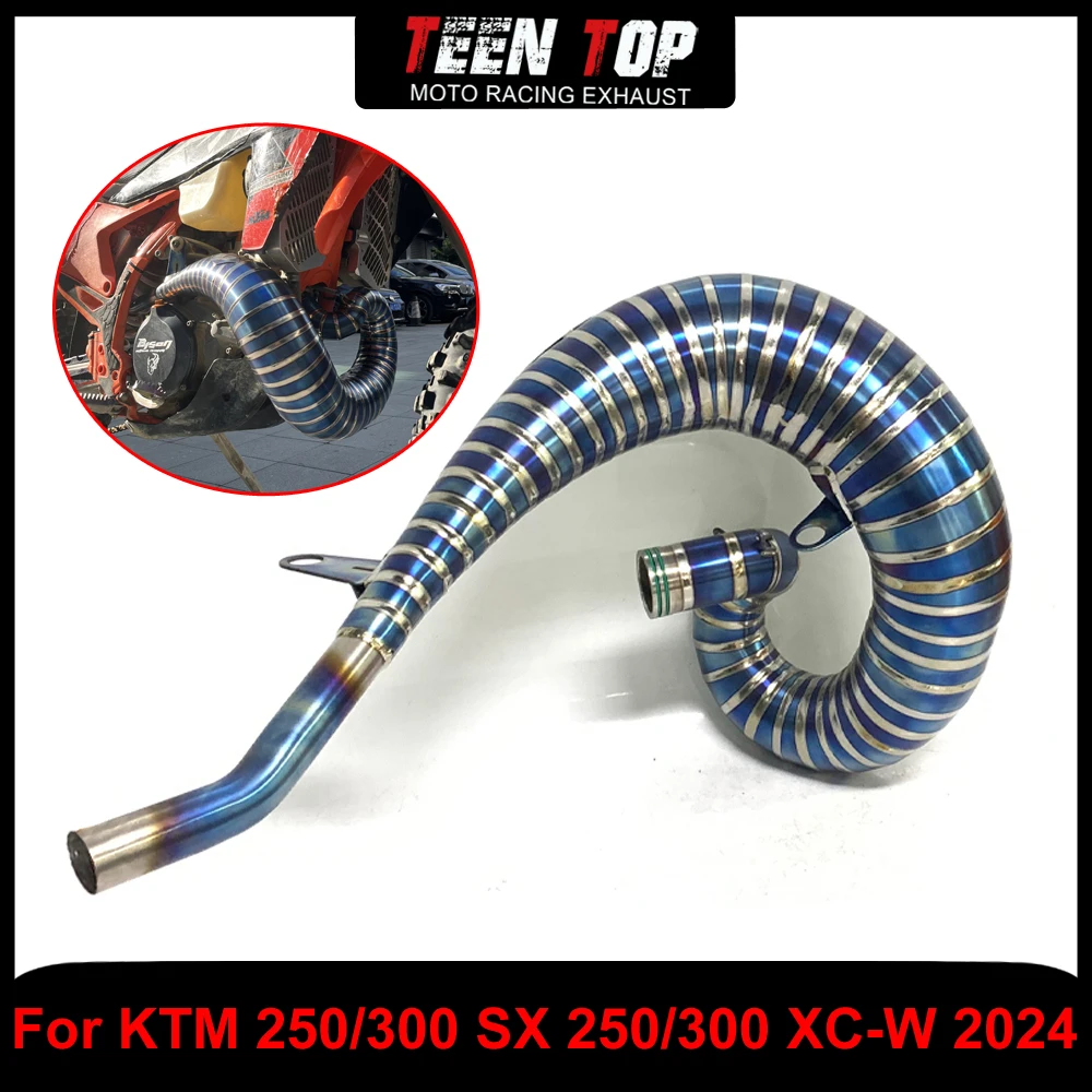 

30MM Offroad Bike Exhaust Pipe 2-Stroke Titanium Alloy Blue For KTM 250SX 300XC 250/300 XC-W Exhaust Header Connection Pipe