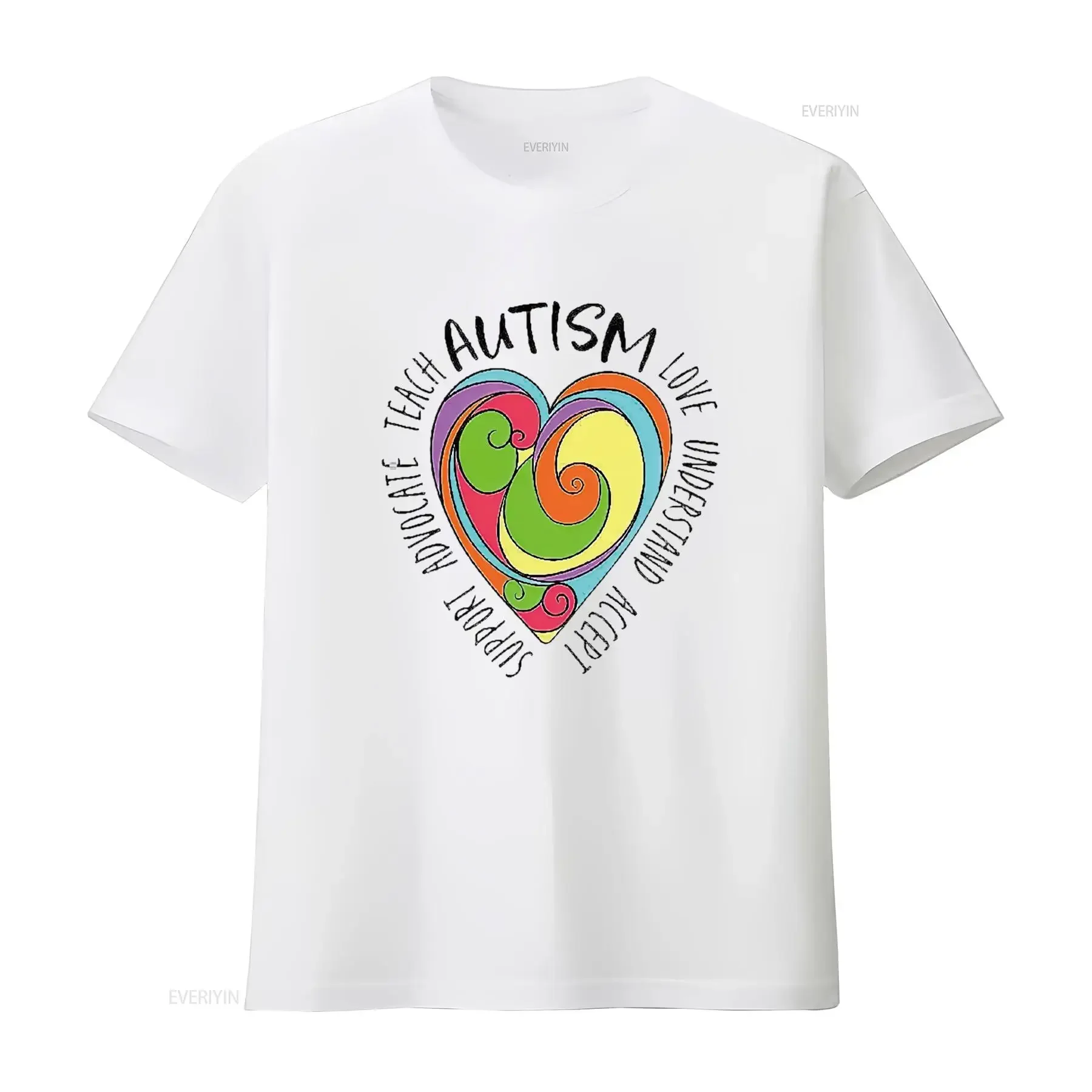 

Autism Awareness Love Accept Understand Women s Plus Size T Shirt Black 2XL vintage Washed Stretched Versatile streetwear