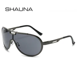 SHAUNA New Oversized Metal Double Bridges Pilot Men Sunglasses Fashion One Piece Women Gradient Shades UV400 Sun Glasses