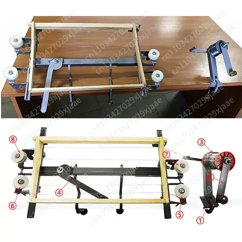 Wooden honeycomb frame threading device, nest frame tightener, beekeeping accessory threading device