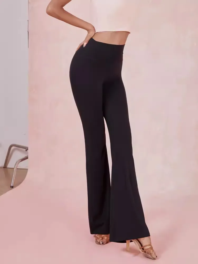 ZYM Latin Dance Pants  Women with a Flare Bottom High Waist Elegant Dancing Yoga Trousers #2428