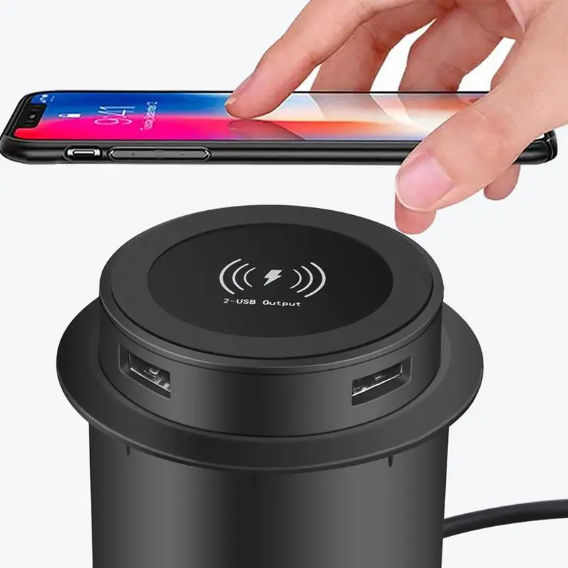 Under Desk Wireless Charger Multifunctional 3in1 Fast Wireless Charger USB Desktop Embedded Wireless Charger For Smartphone