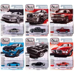 Auto World AW1:64 Challenger Hellcat Silverado F150 Pickup Mustang GT Alloy Simulation Car Model Hidden Ornament Gift