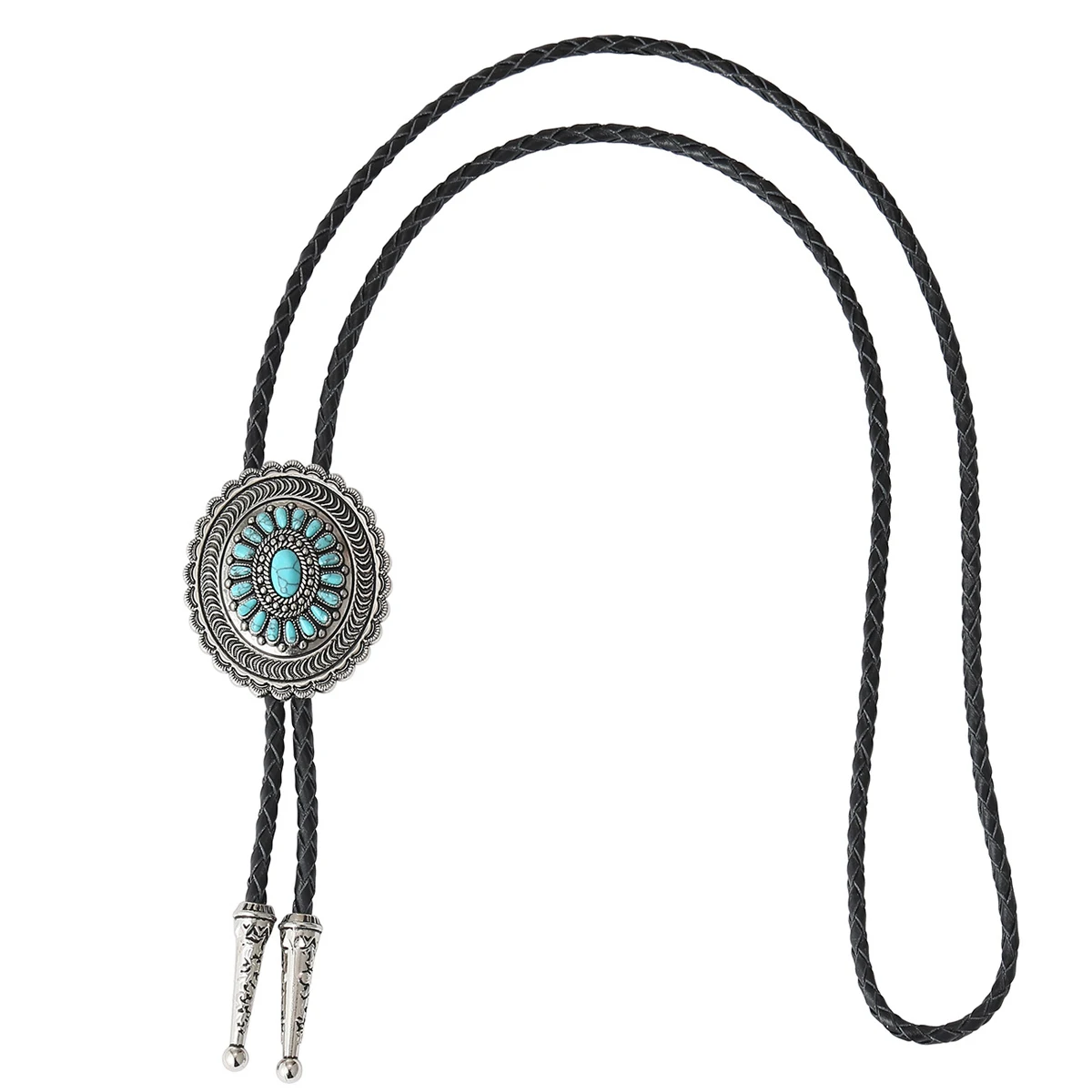 Sue Che Men's Retro Blue Stone ลายนูน Bolo Tie เครื่องประดับแฟชั่น