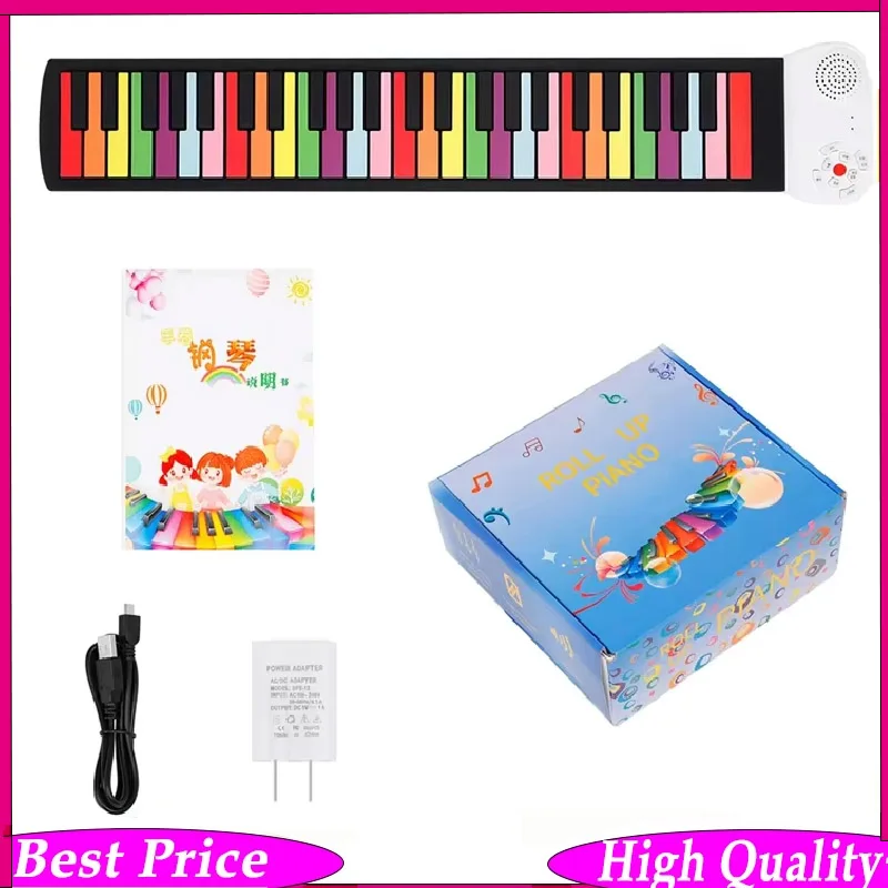 

49 Key Hand Rolled Piano Portable Folding Electronic Piano - Rainbow Key Rechargeable Kids Child Toy Gift