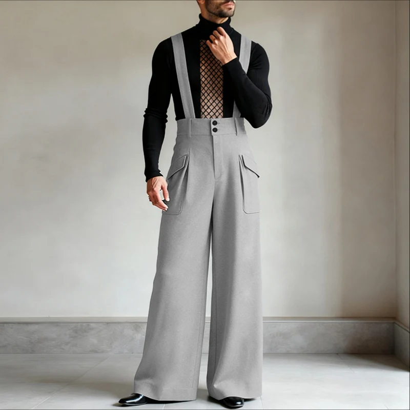 INCERUN Herren-Jumpsuits, einfarbig, ärmellos, lässig, mit Trägern, für Herren, Streetwear, locker, 2026, modische Herren-Overalls, Hosen – Detail 5