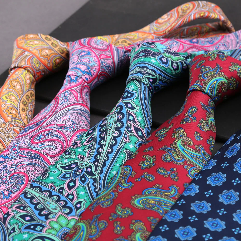 Hochwertige Klassische Herren-Krawatte 8cm Weich Glatt Grün Rot Farbenfrohe Paisley-Blumen-Punkte-Krawatte Täglicher Gebrauch Business-Accessoires