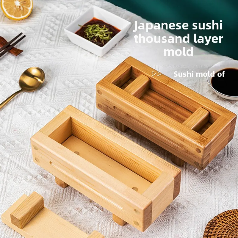 HYS Melaleuca Sushi Mould Cooking Flat Press Wooden Appliance Roller Blinds Melaleuca Sushi Tools Bamboo Press Rice Mould